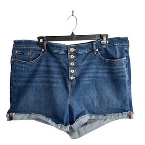 Torrid Womens Plus Size 28 Stretch Denim Short Button Fly FeelTheFit Roll Cuff